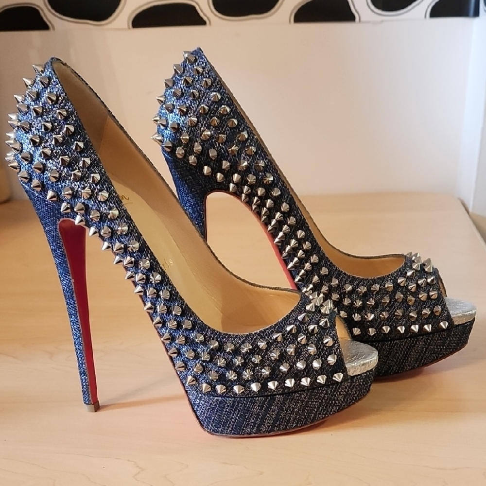 Christian Louboutin Blue Studded Heels